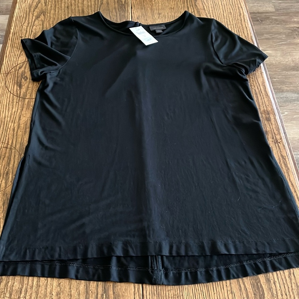 J Jill Wearever collection Black SS Knit stretch tunic button back side slits